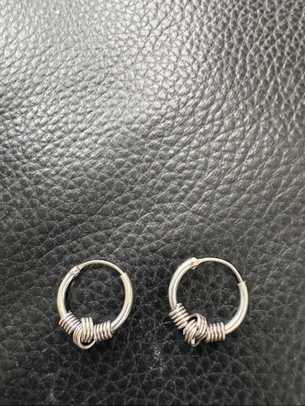 Sterling Silver Knot Hoop Earrings - - Picture 3 of 7